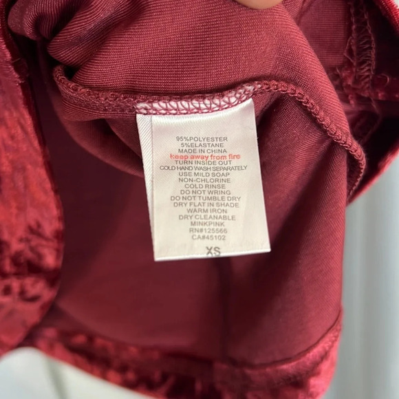 Somedays Lovin Revolve New Women’s XS Berry Velvet Side Waist Cutout Mini Dress - Picture 6 of 9